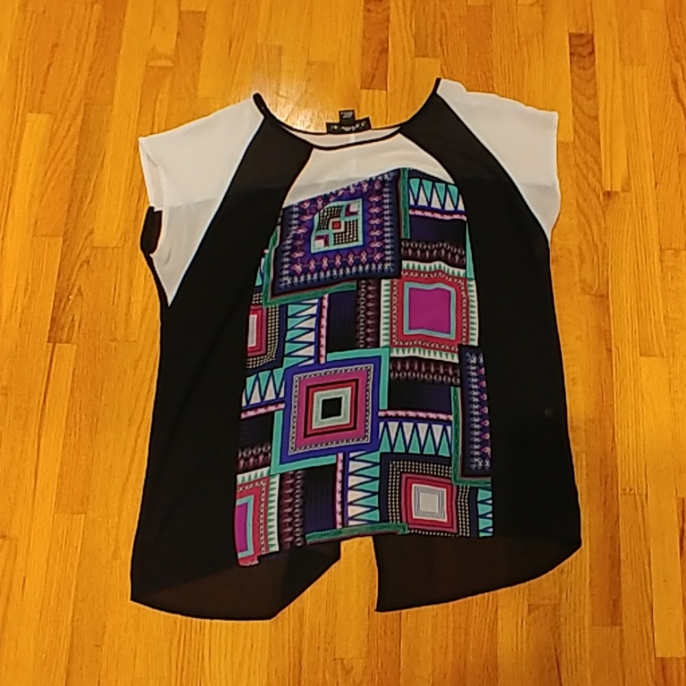 August silk sheer printed top